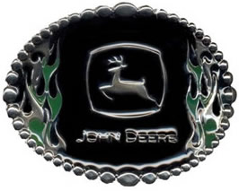 John Deere buckle with flames